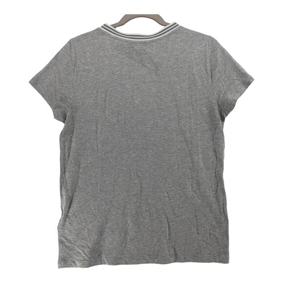 Lauren Ralph Lauren V Neck TShirt M Gray Striped Short Sleeve Everyday Wear Work - Picture 2 of 9